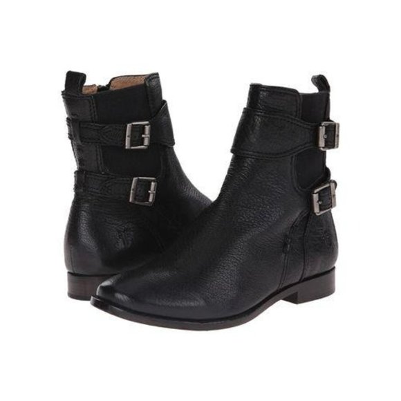 Frye Shoes - FRYE Anna Gore Double Buckle Leather Ankle Boots B